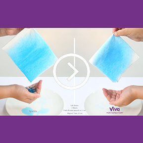 Viva absorbant paper towel showing no leaking compared to competitor